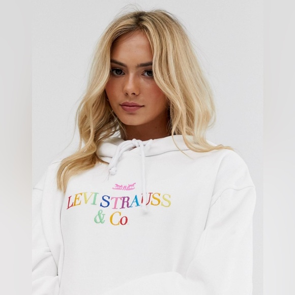 Levi's Unbasic 90's hoodie Logo Rainbow pullover Outerwear Graphic Streetwear - Picture 6 of 15